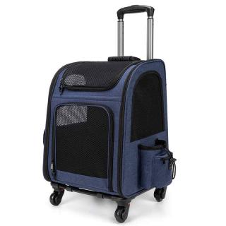 Pet Carrier Trolley Backpack With Detachable Wheel