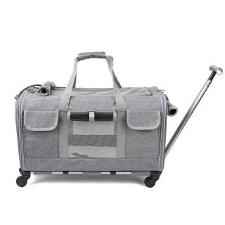 Dog Cat Carrier Trolley Bag Portable With Wheel